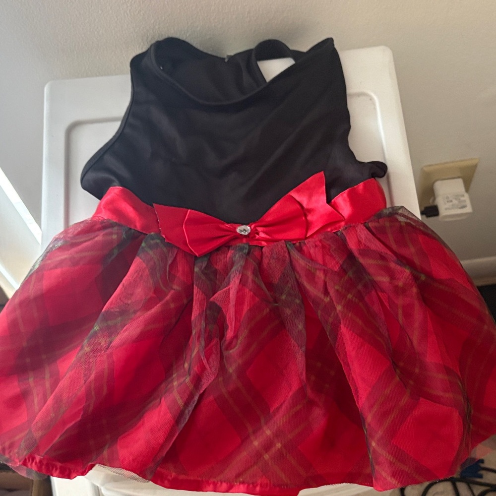 Black & Red Tulle Party Dress with Bow